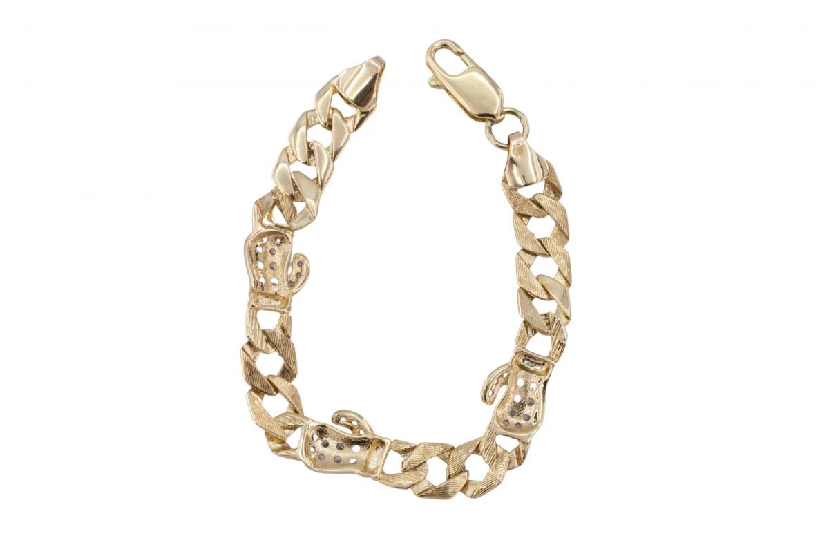 9ct Yellow Gold Boxing Glove CZ Baby Bracelet - Samuel Perry