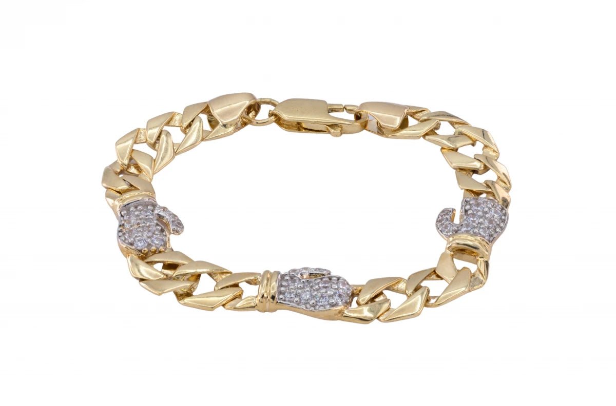 9ct Yellow Gold Boxing Glove CZ Baby Bracelet - Samuel Perry