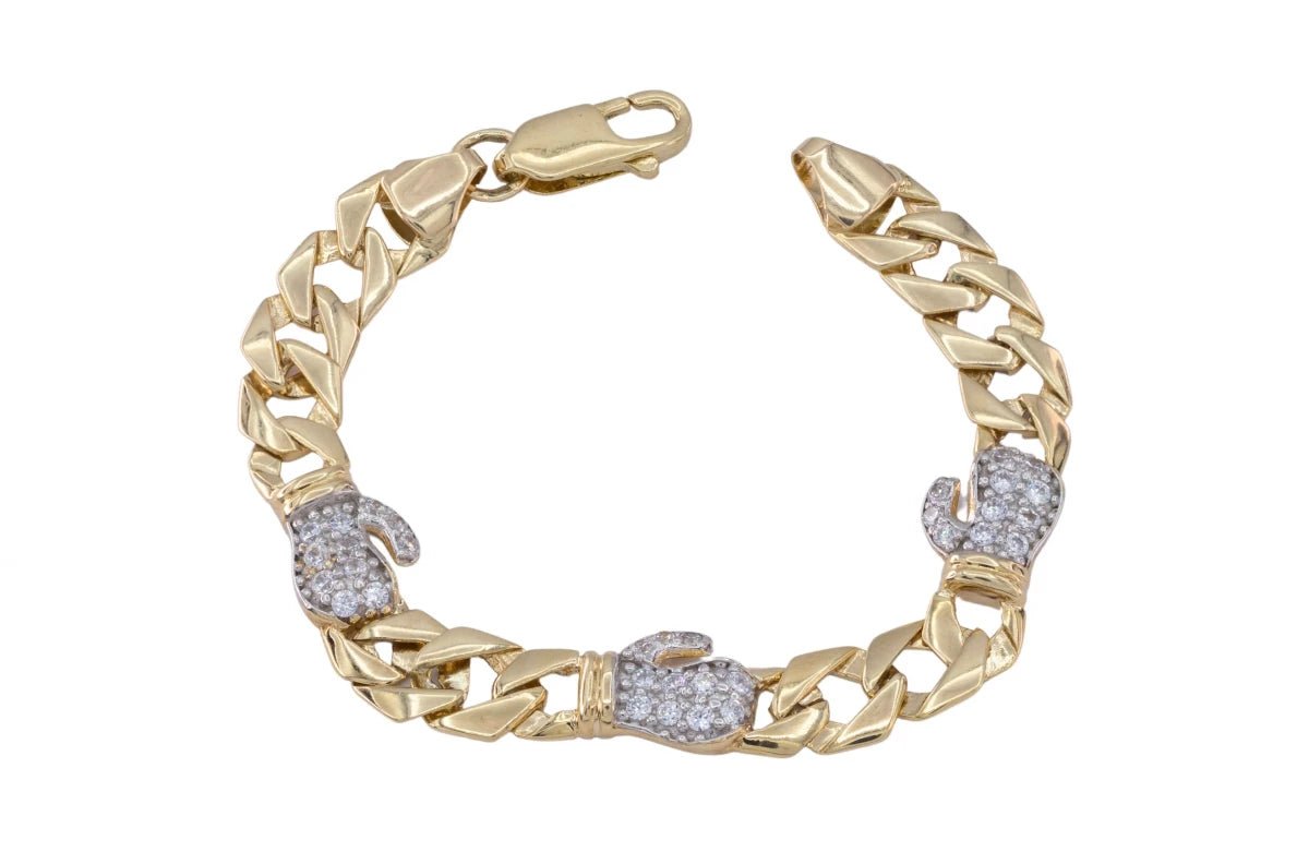 9ct Yellow Gold Boxing Glove CZ Baby Bracelet - Samuel Perry