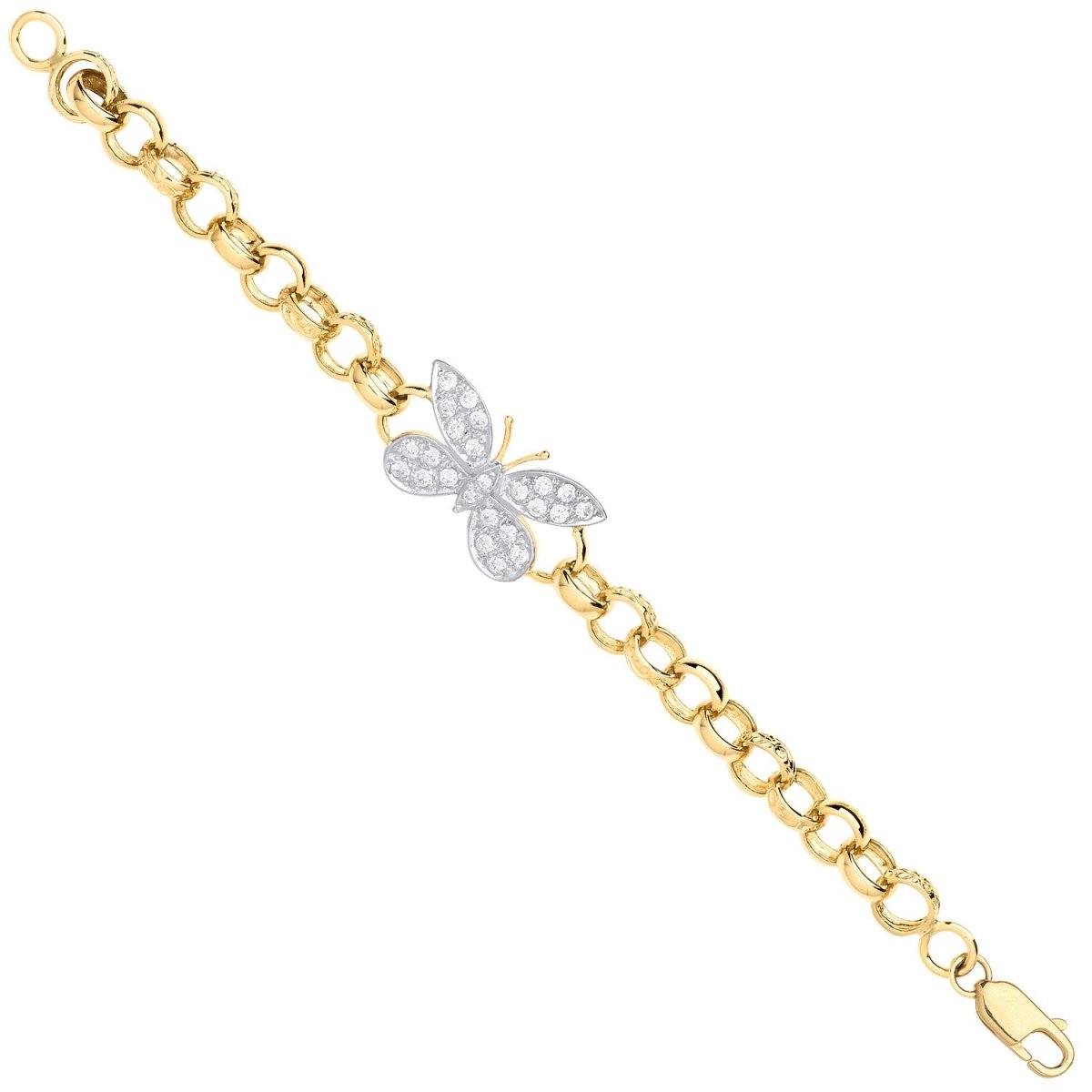 9ct Yellow Gold Butterfly Charm Baby Bracelet - Samuel Perry