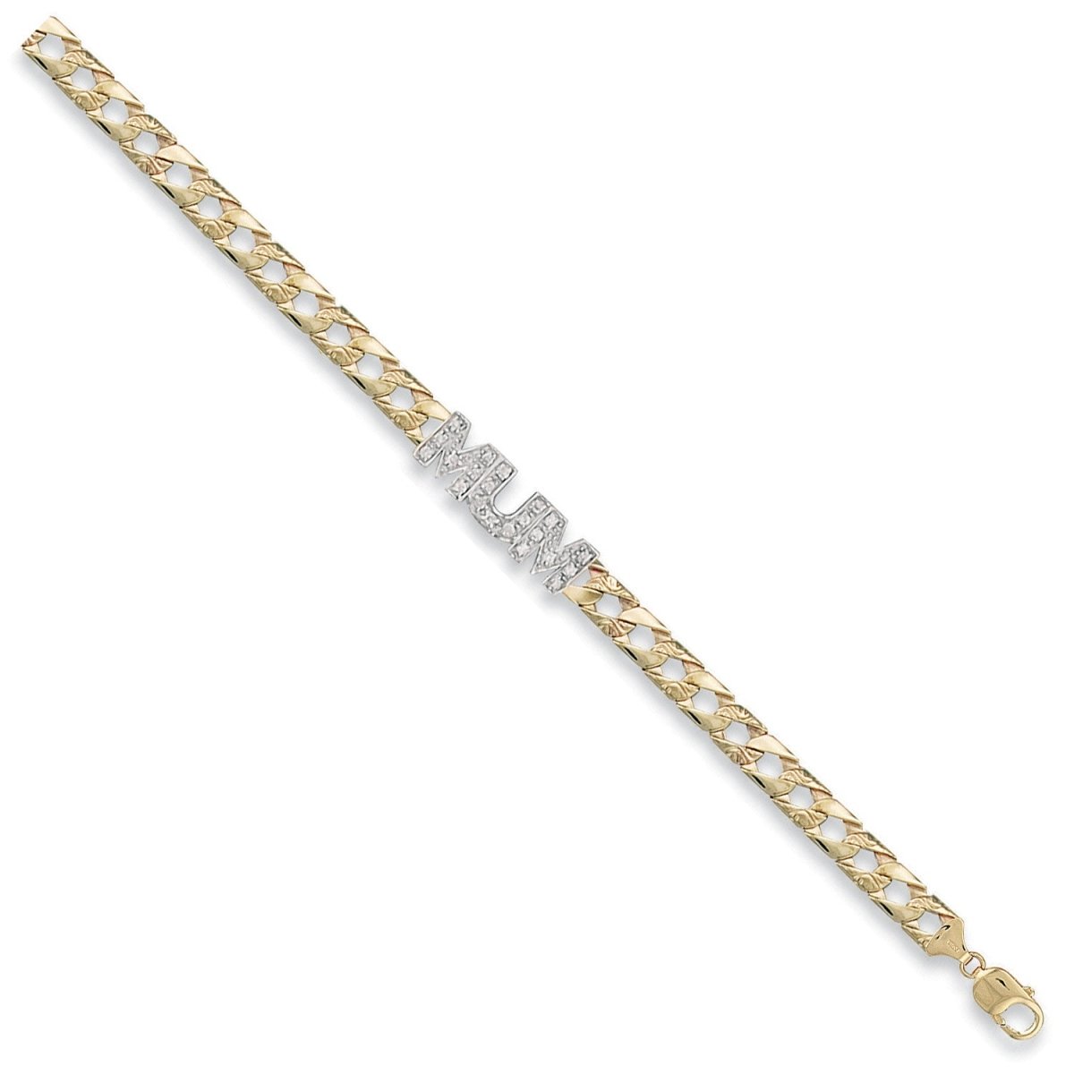 9ct Yellow Gold Casted CZ 'Mum' Bracelet – Sparkling Tribute - Samuel Perry