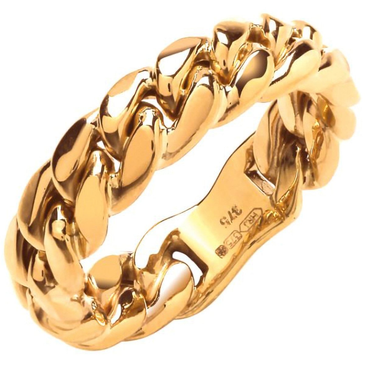 9ct Yellow Gold Curb Link Gents Ring - Samuel Perry