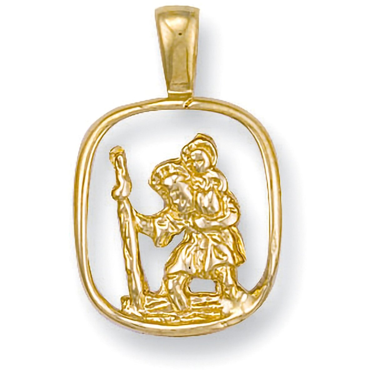9ct Yellow Gold Cut Out St Christopher Pendant – Symbol of Protection - Samuel Perry