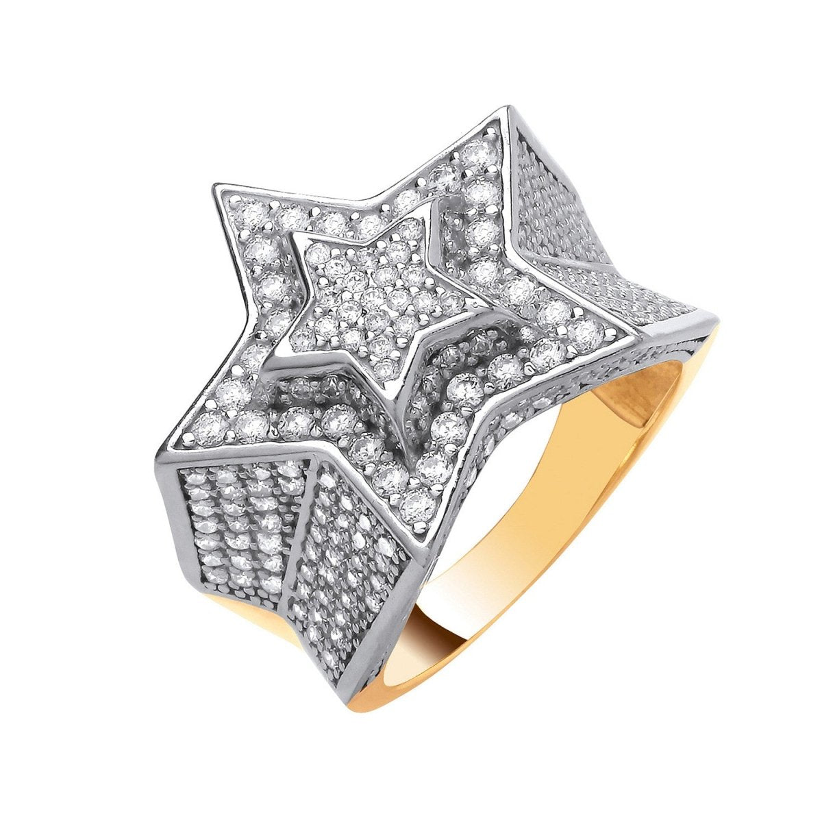 9ct Yellow Gold CZ 3D Star Ring - Samuel Perry
