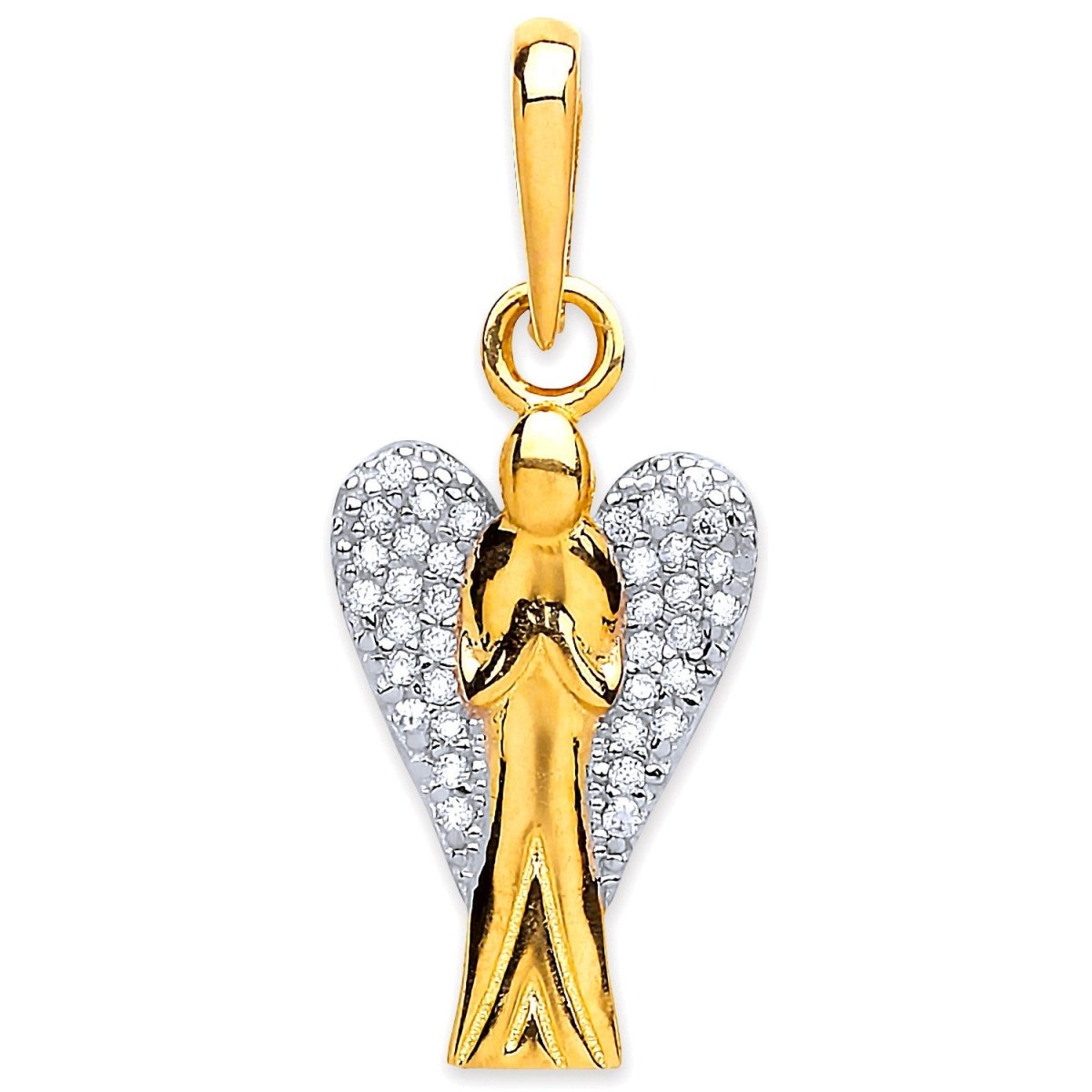 9ct Yellow Gold CZ Angel Pendant – Elegant & Spiritual - Samuel Perry