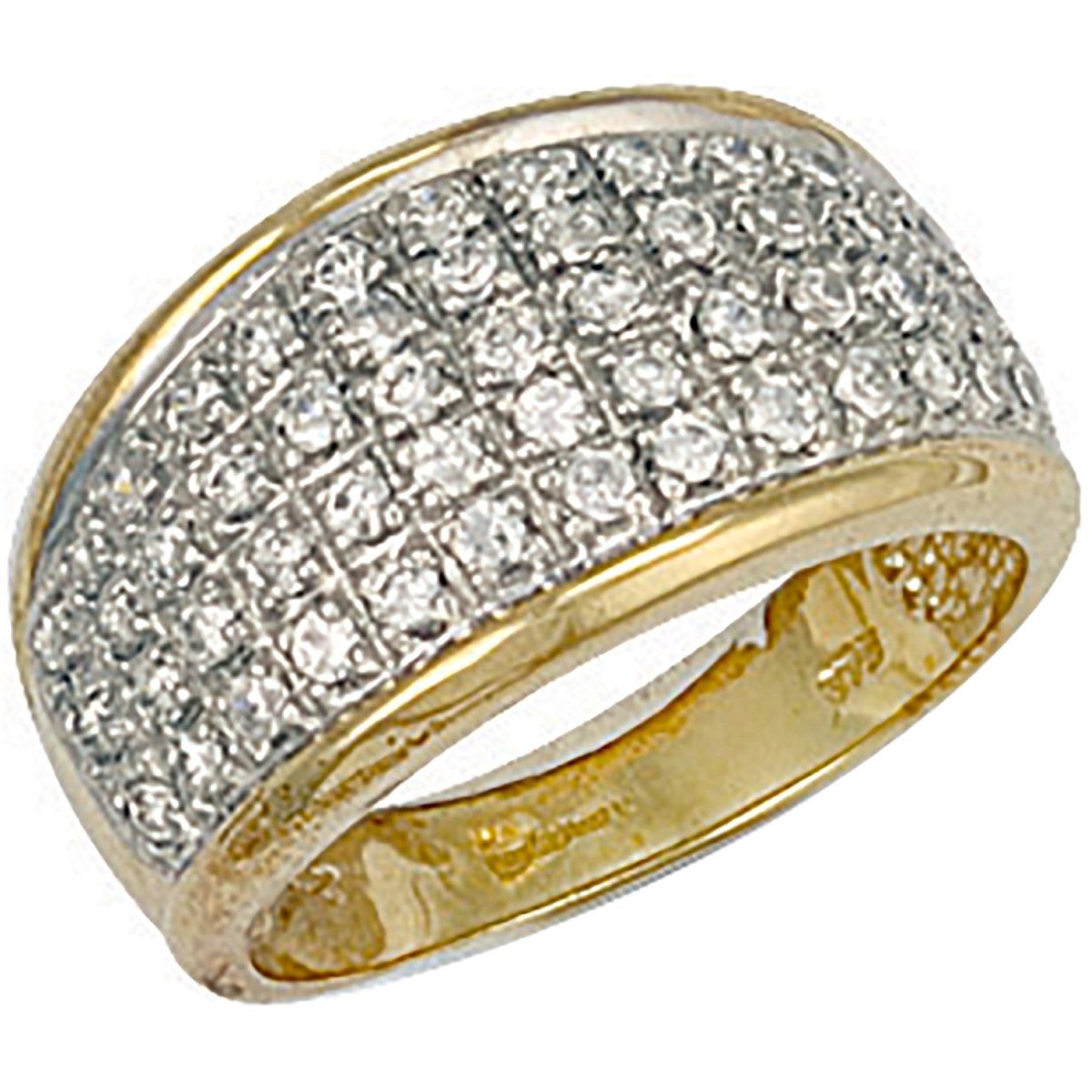 9ct Yellow Gold CZ Bombay Ring – Bold & Luxurious - Samuel Perry