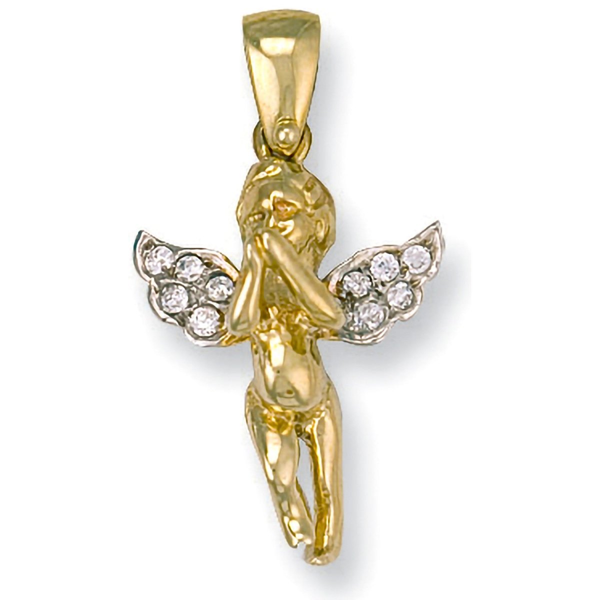 9ct Yellow Gold CZ Cherub Pendant – Divine Elegance - Samuel Perry