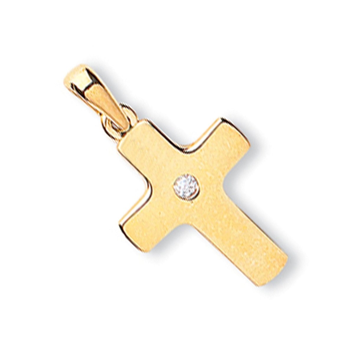 9ct Yellow Gold CZ Cross Pendant – Dazzling Elegance - Samuel Perry
