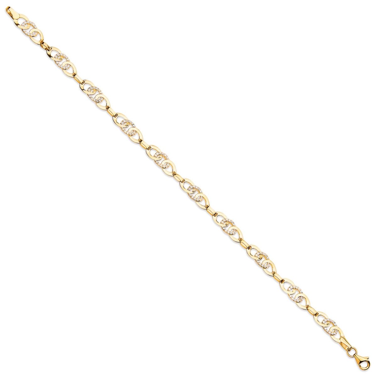9ct Yellow Gold CZ Entwined Links Bracelet - Samuel Perry