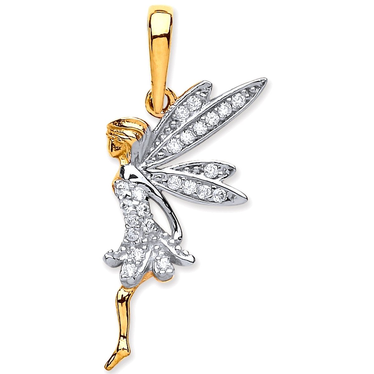 9ct Yellow Gold CZ Fairy Pendant – Enchanting Elegance - Samuel Perry