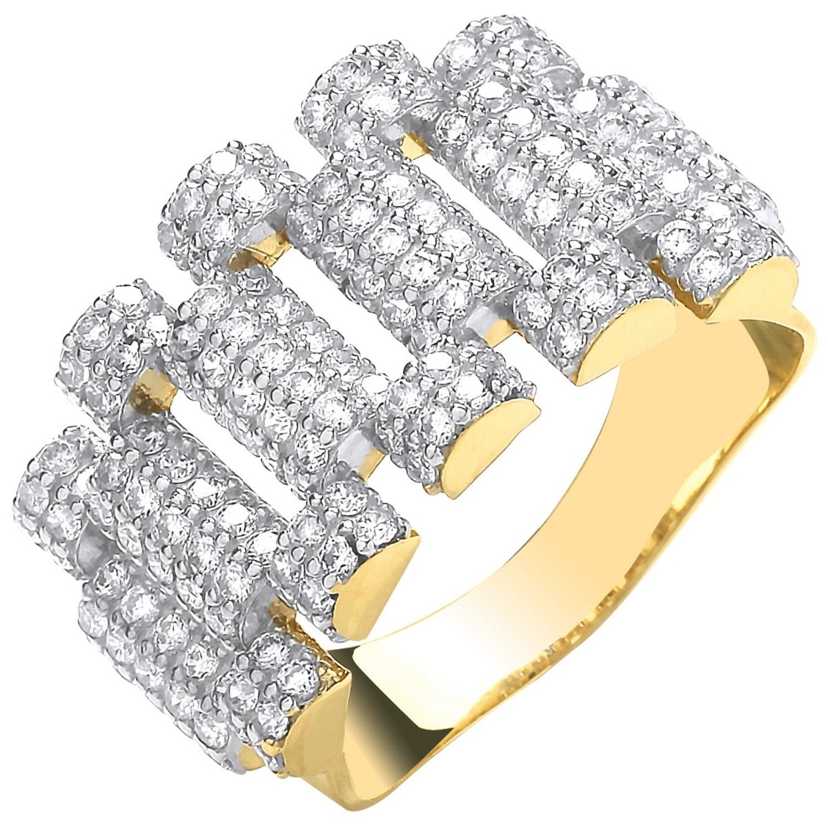 9ct Yellow Gold CZ Fancy Link Gents Ring – Refined Luxury - Samuel Perry