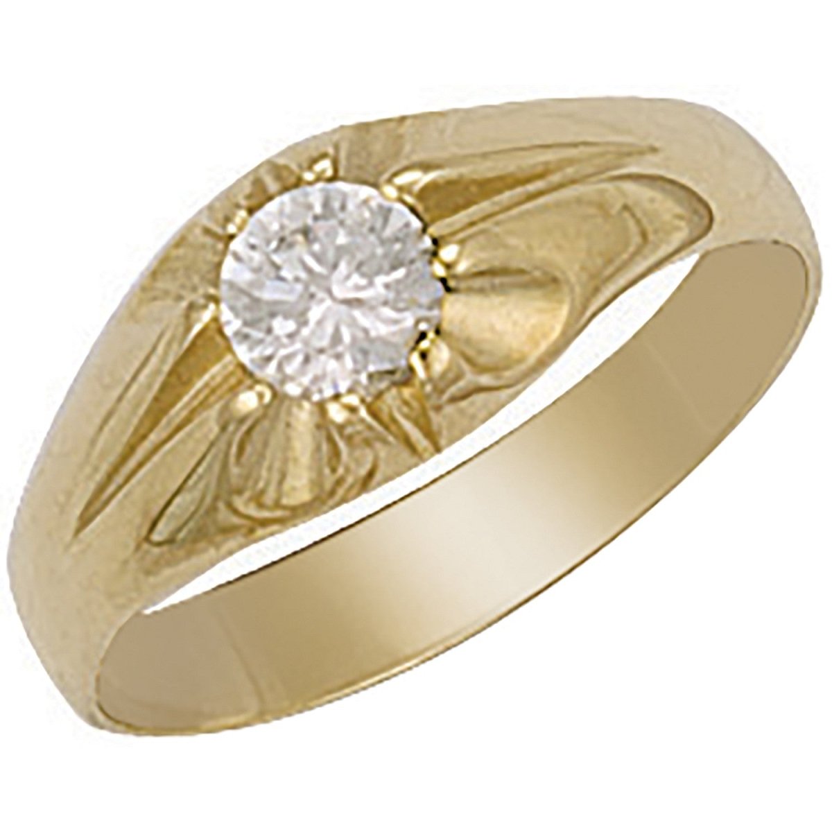 9ct Yellow Gold CZ Gipsy Ring – Subtle Elegance - Samuel Perry