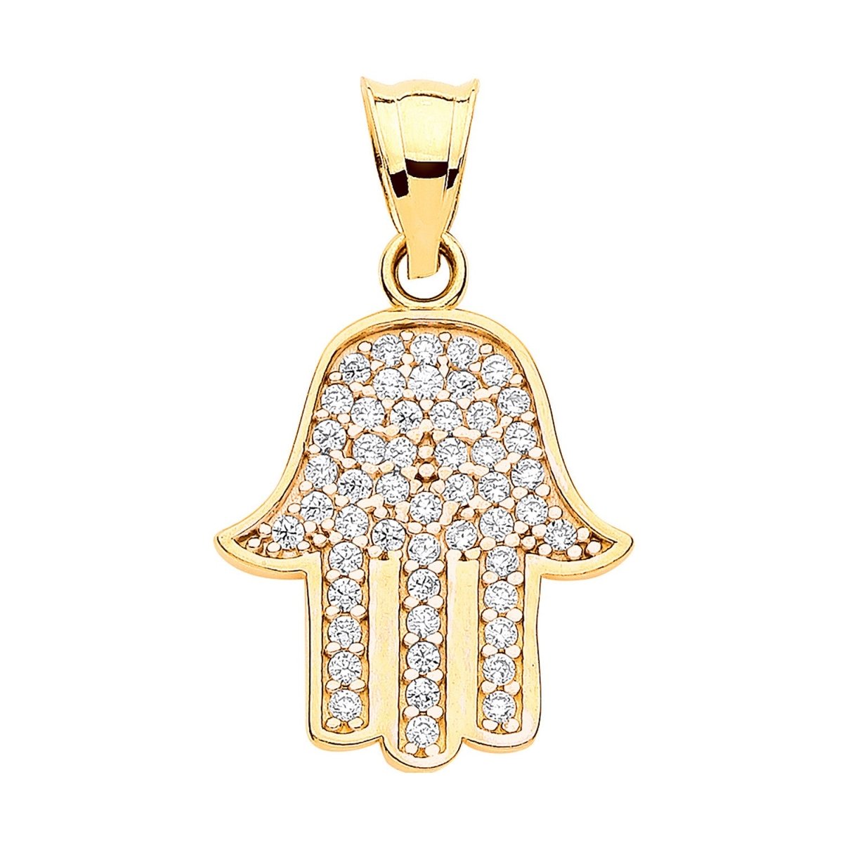 9ct Yellow Gold CZ Hamsa Pendant – Symbolic & Elegant - Samuel Perry
