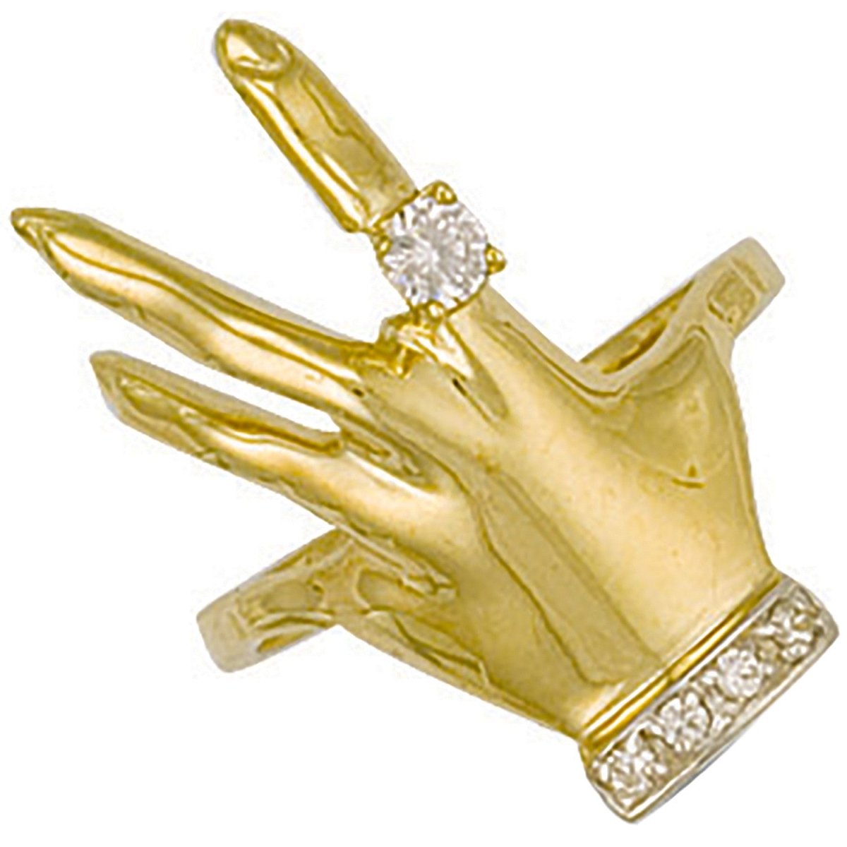 9ct Yellow Gold CZ Hand Ring – Bold & Unique Elegance - Samuel Perry