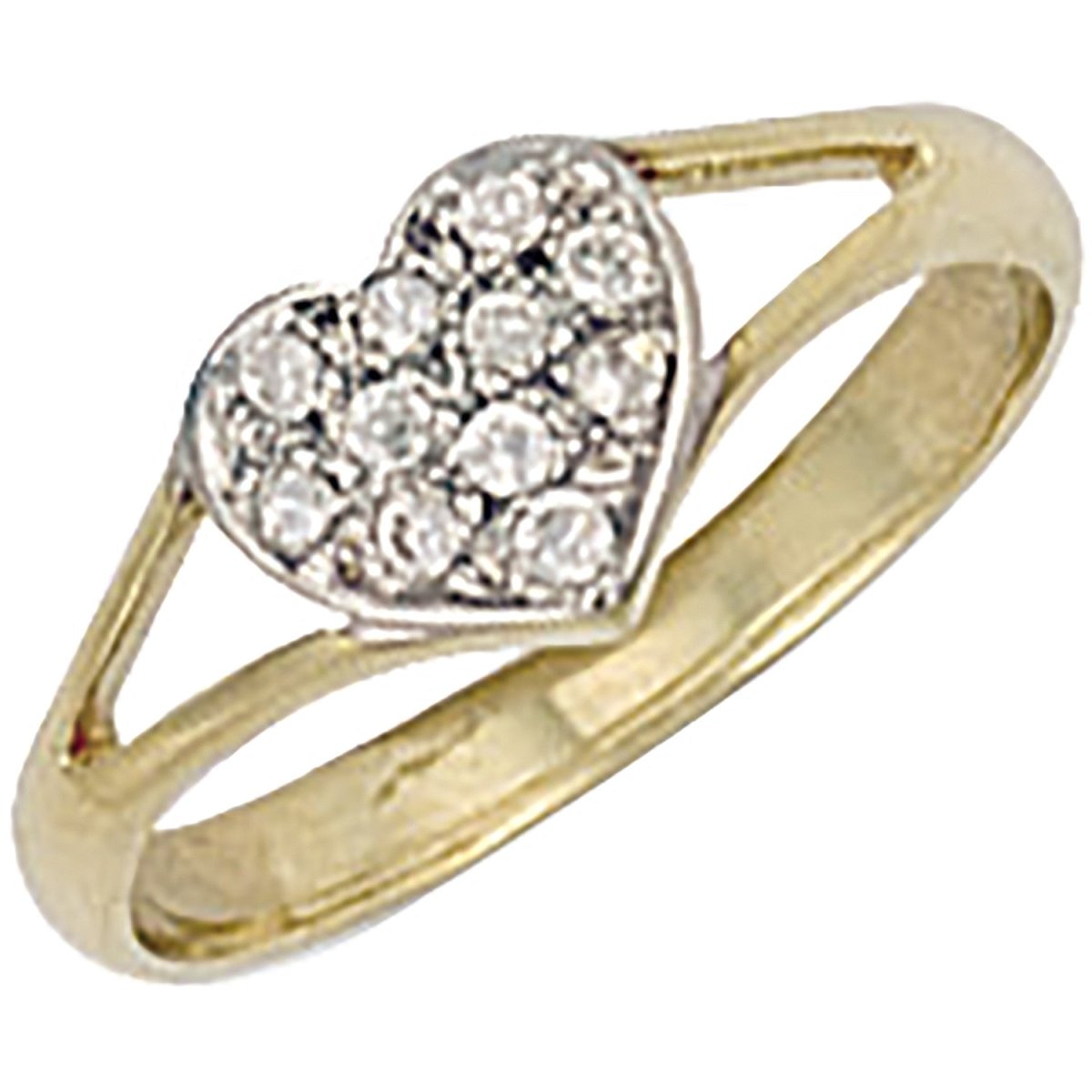 9ct Yellow Gold CZ Heart Baby Ring – Precious Elegance - Samuel Perry