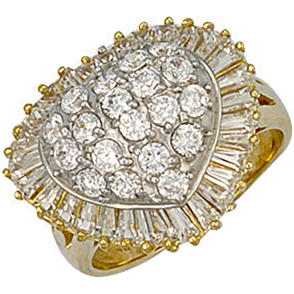 9ct Yellow Gold CZ Heart Cluster Ring – Timeless Elegance - Samuel Perry