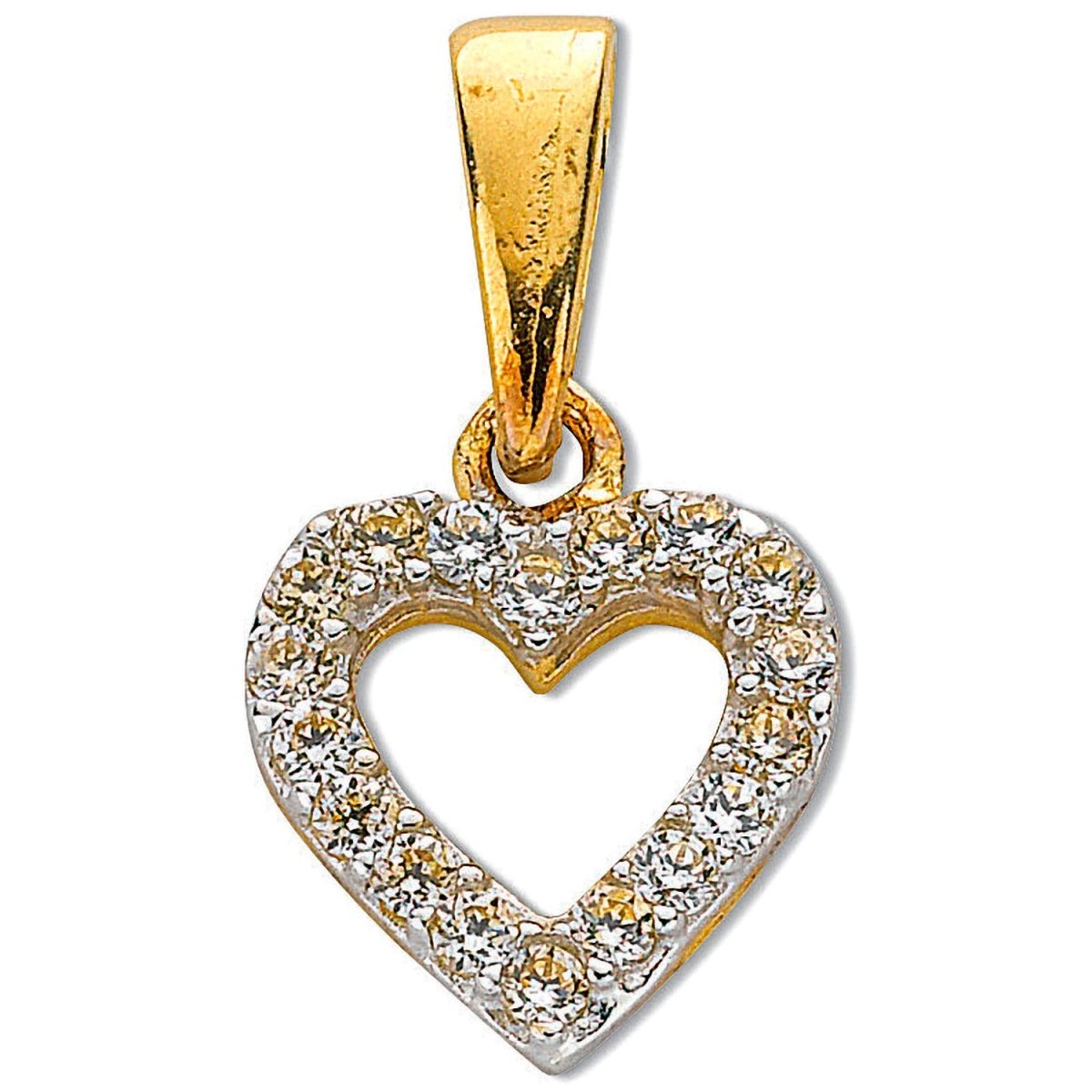 9ct Yellow Gold CZ Heart Pendant – Elegant & Sparkling - Samuel Perry
