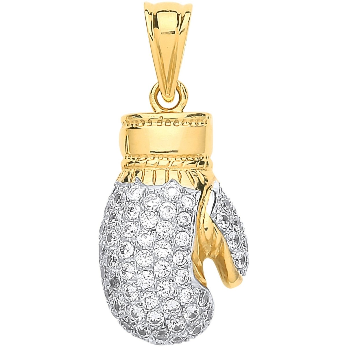 9ct Yellow Gold CZ Hollow Boxing Glove Pendant – Bold & Striking - Samuel Perry
