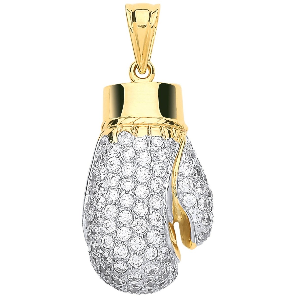 9ct Yellow Gold CZ Hollow Large Boxing Glove Pendant – Powerful & Stylish - Samuel Perry