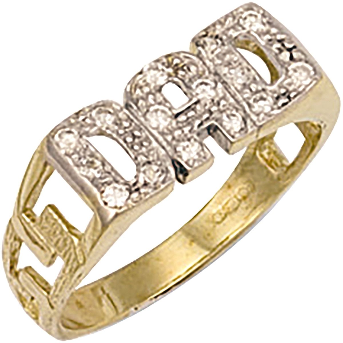 9ct Yellow Gold Cz ID Sides Dad Ring – Elegant & Timeless - Samuel Perry
