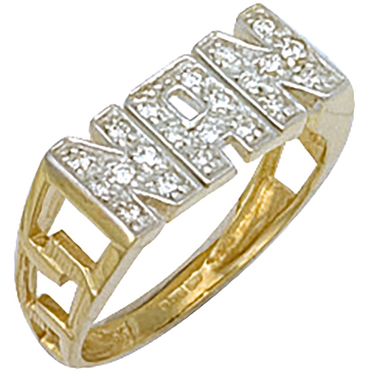 9ct Yellow Gold Cz ID Sides Nan Ring – Elegant Design - Samuel Perry