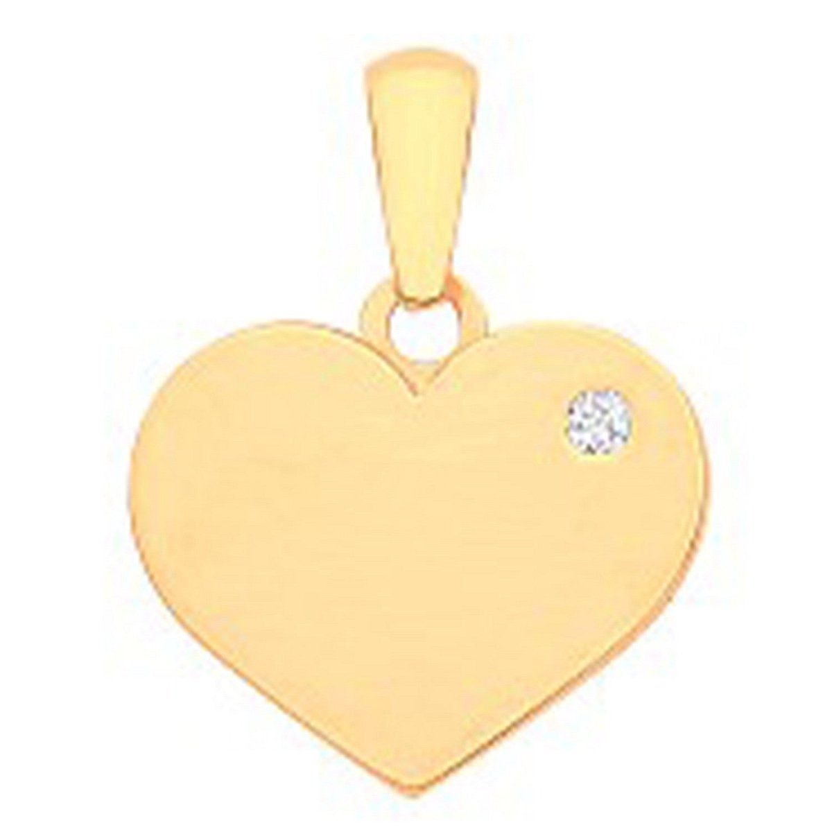 9ct Yellow Gold CZ Plain Heart Pendant - Samuel Perry