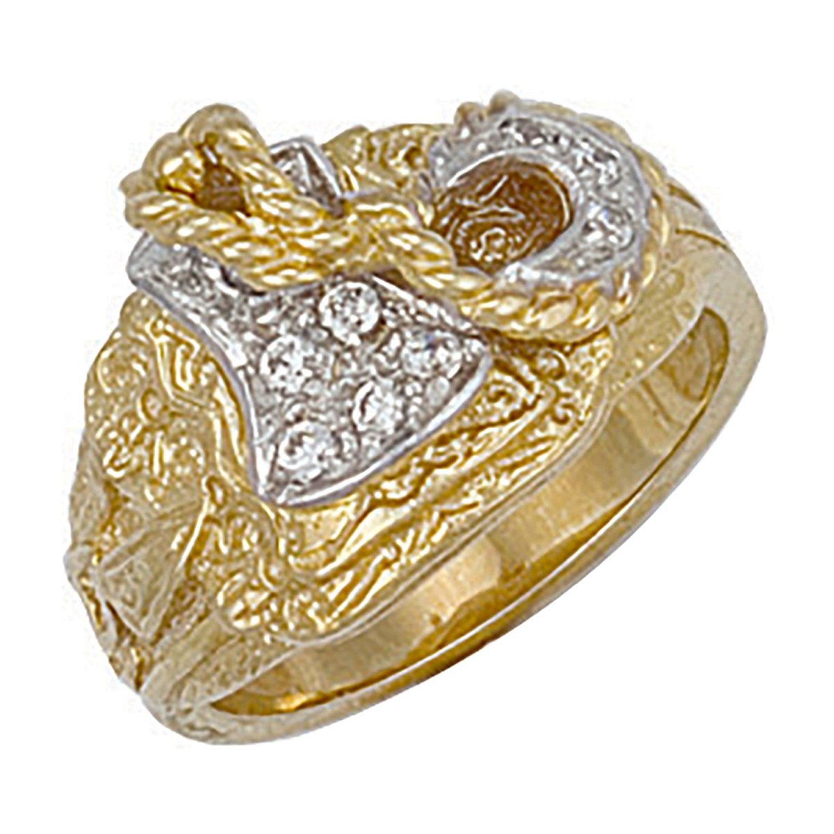 9ct Yellow Gold CZ Saddle Ring 14.4mm – Equestrian - Inspired - Samuel Perry