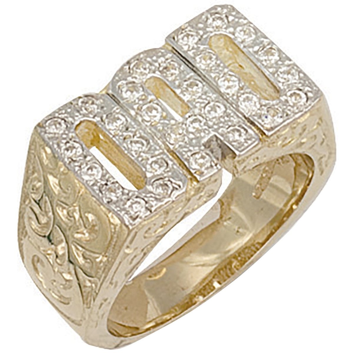 9ct Yellow Gold Dad Ring – Elegant Barked Sides Design - Samuel Perry