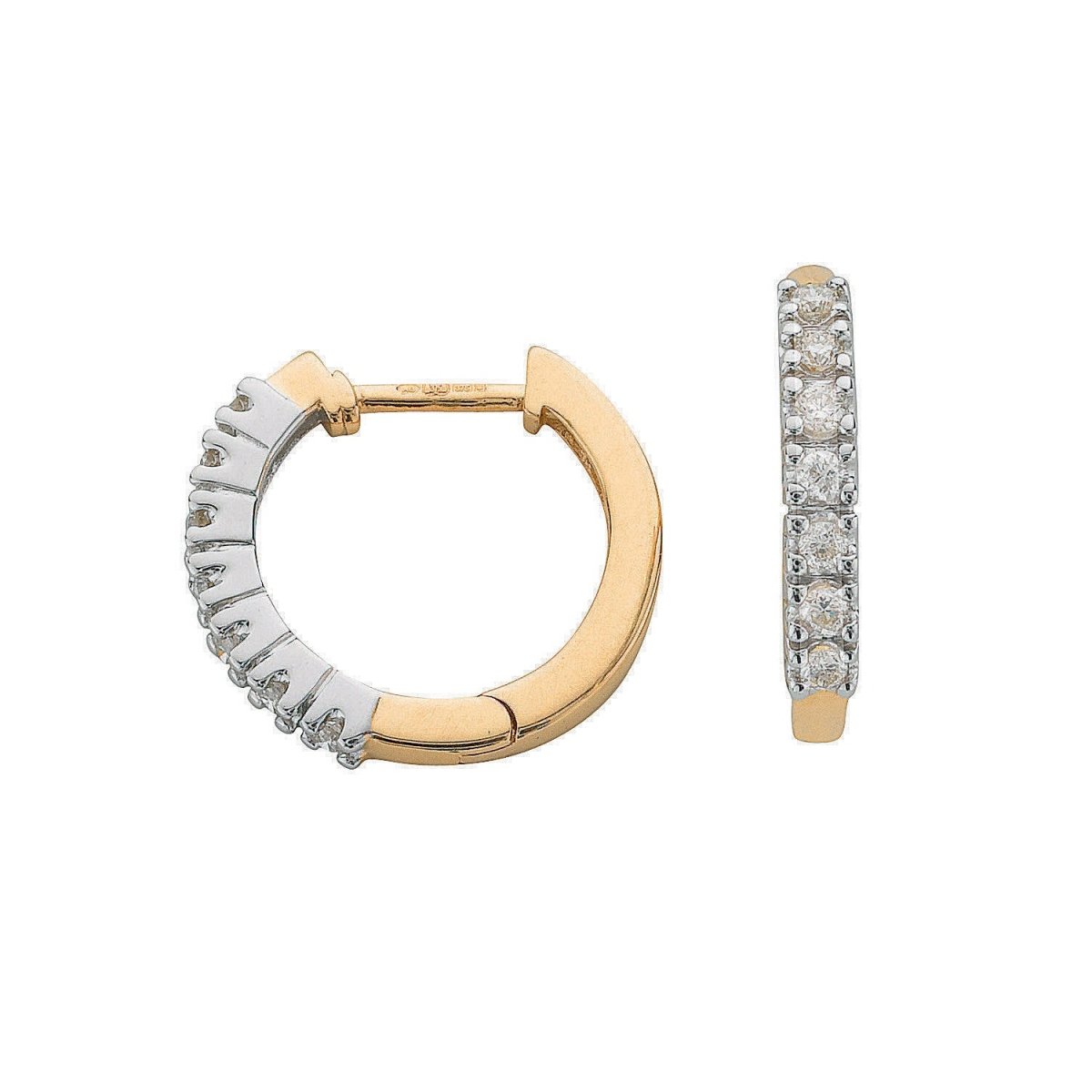 9ct Yellow Gold Delicate Diamond Huggie Earrings - Samuel Perry