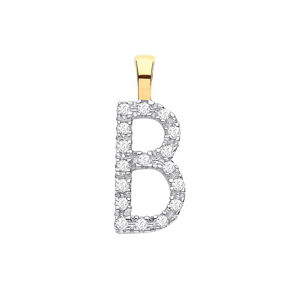 9ct Yellow Gold Diamond "B" Initial Pendant - Samuel Perry