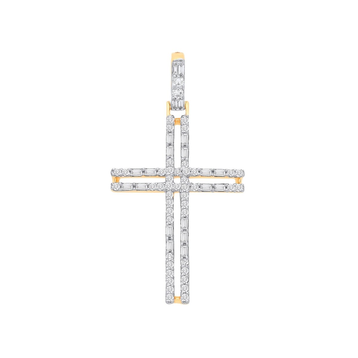 9ct Yellow Gold Diamond Cross Pendant - Samuel Perry