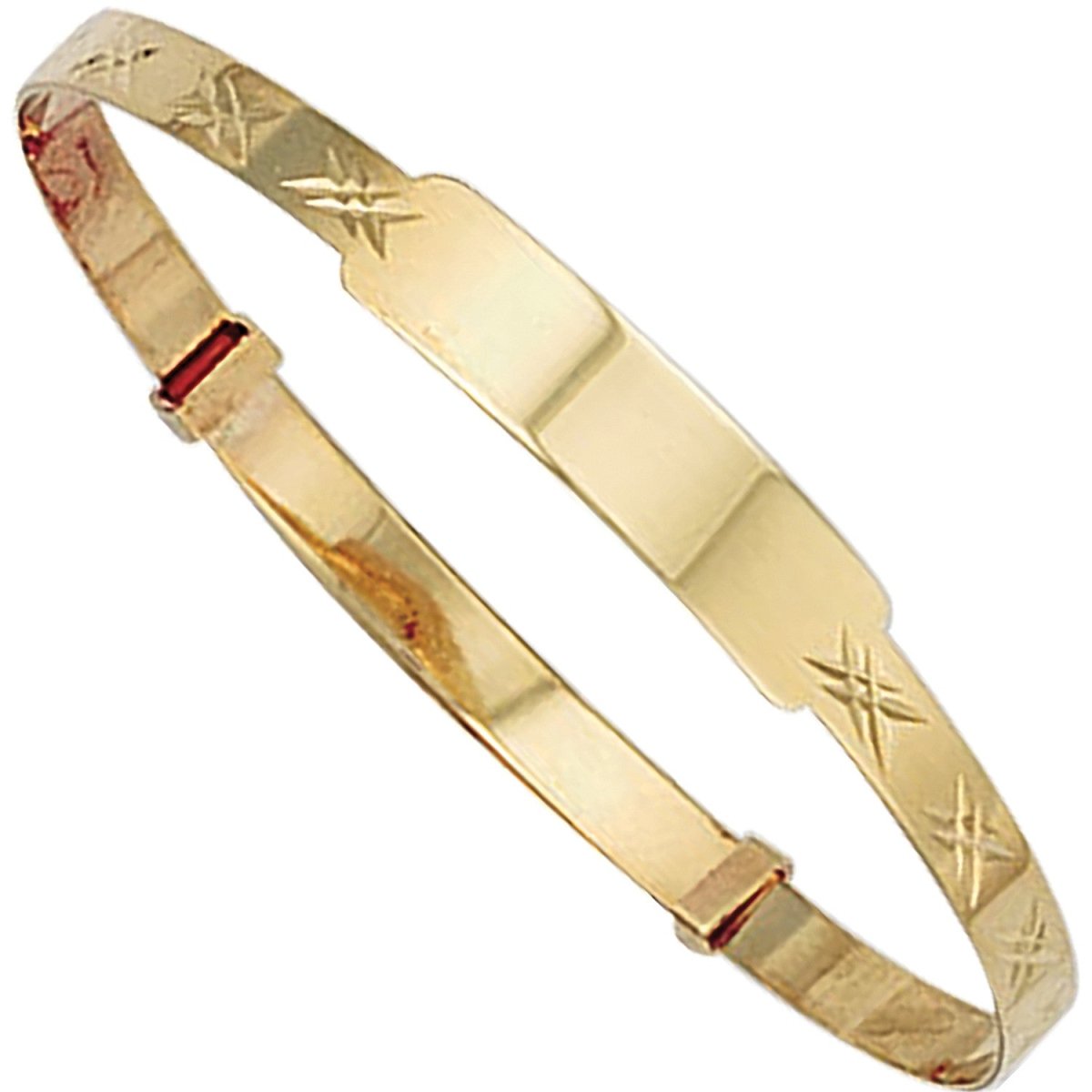 9ct Yellow Gold Diamond - Cut Expandable ID Baby Bangle - Samuel Perry