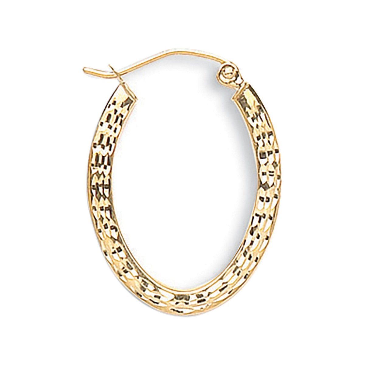 9ct Yellow Gold Diamond - Cut Oval Creole Earrings - Samuel Perry