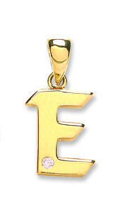 9ct Yellow Gold Diamond ‘E’ Initial Pendant - Samuel Perry
