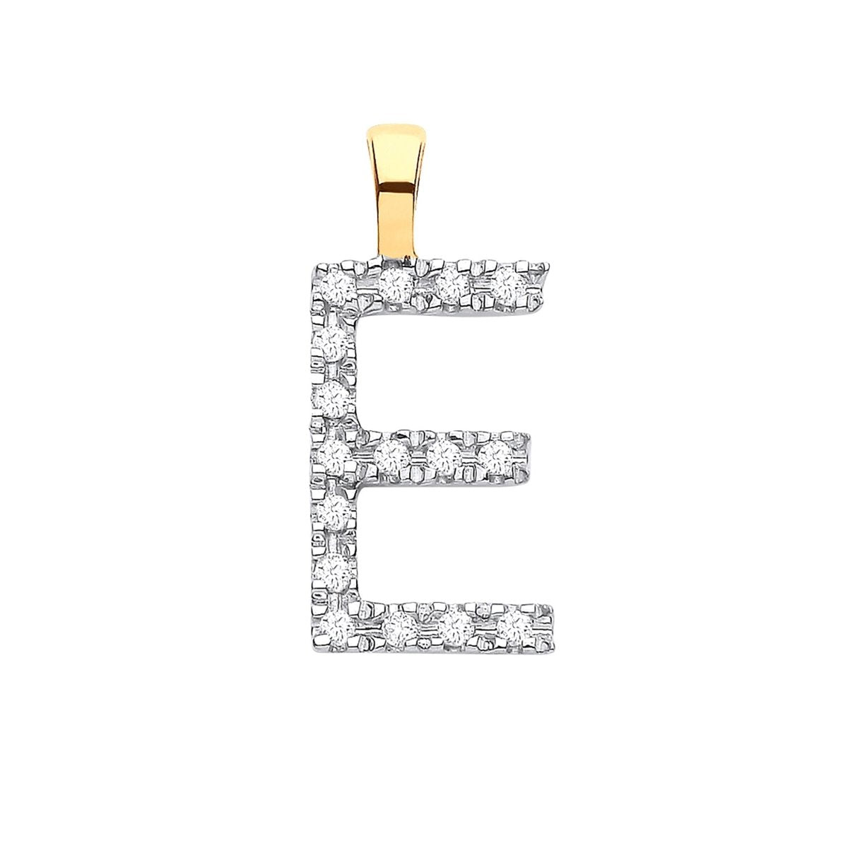 9ct Yellow Gold Diamond E Initial Pendant – Timeless Personalised Luxury - Samuel Perry