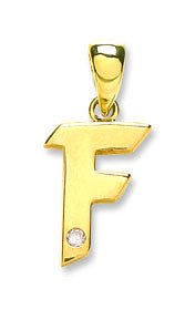 9ct Yellow Gold Diamond ‘F’ Initial Pendant - Samuel Perry