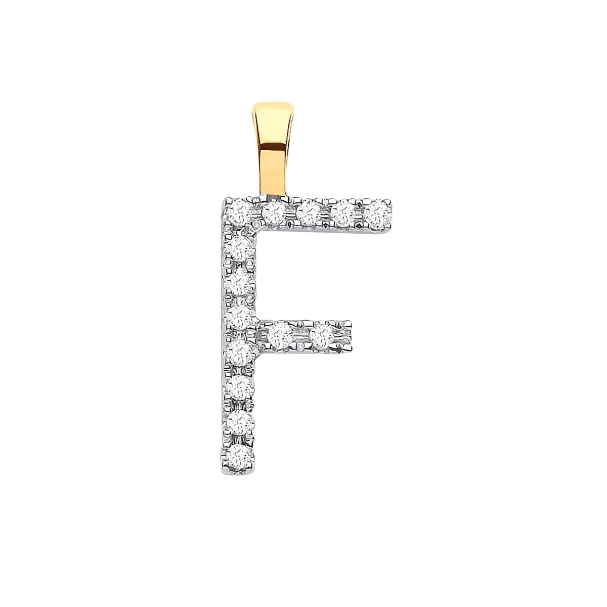 9ct Yellow Gold Diamond F Initial Pendant – A Timeless Statement - Samuel Perry