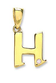 9ct Yellow Gold Diamond "H" Initial Pendant – Classic & Stylish - Samuel Perry