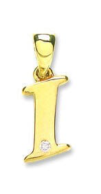 9ct Yellow Gold Diamond "I" Initial Pendant – Classic & Elegant - Samuel Perry