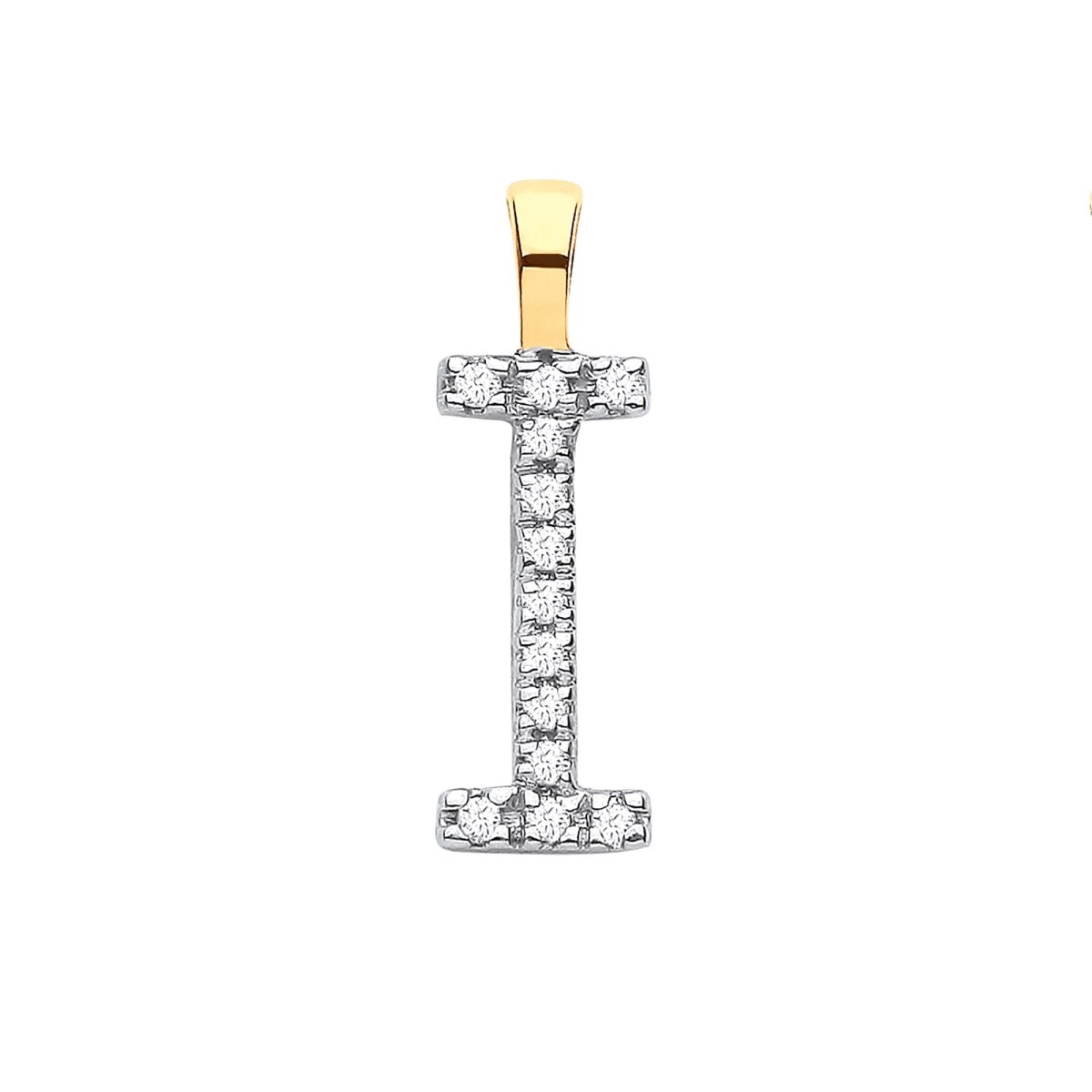 9ct Yellow Gold Diamond I Initial Pendant – Timeless Elegance - Samuel Perry