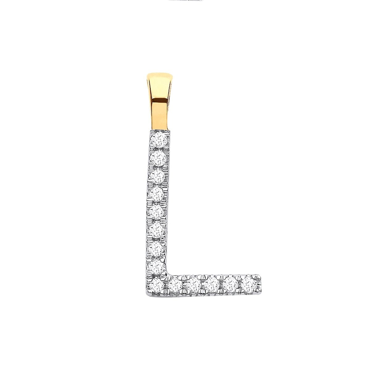 9ct Yellow Gold Diamond L Initial Pendant – 0.05ct Brilliant Diamond - Samuel Perry