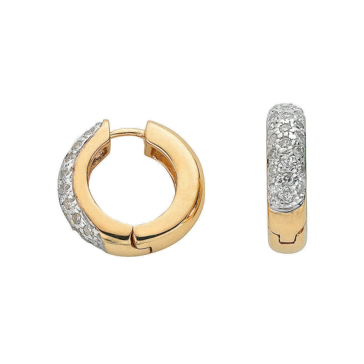 9ct Yellow Gold Diamond Pave Earrings - Samuel Perry