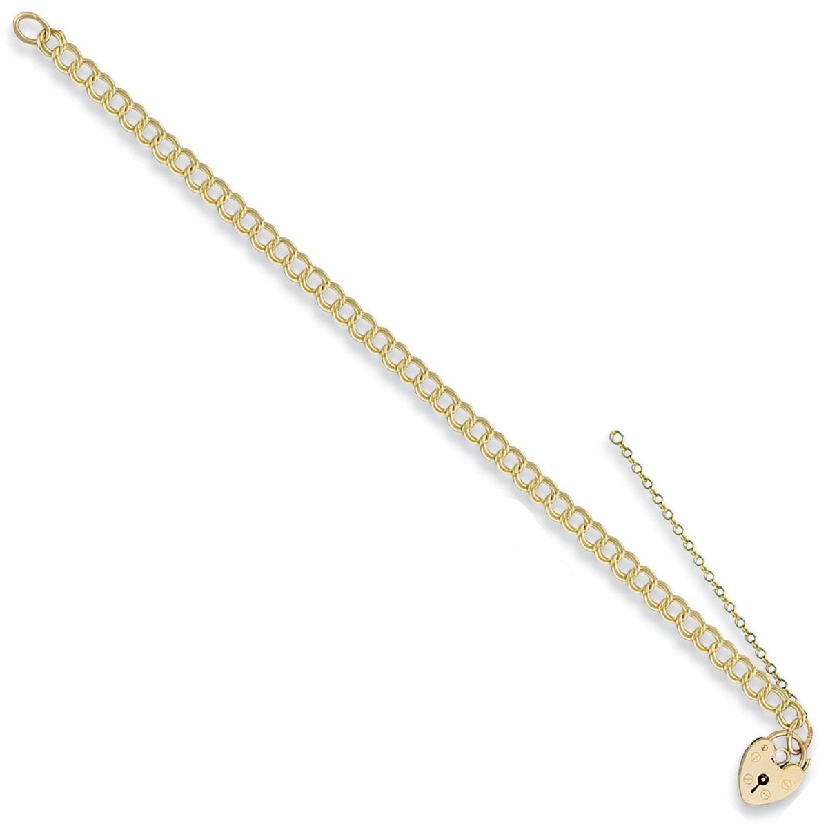 9ct Yellow Gold Double Link Curb Padlock Bracelet - Samuel Perry