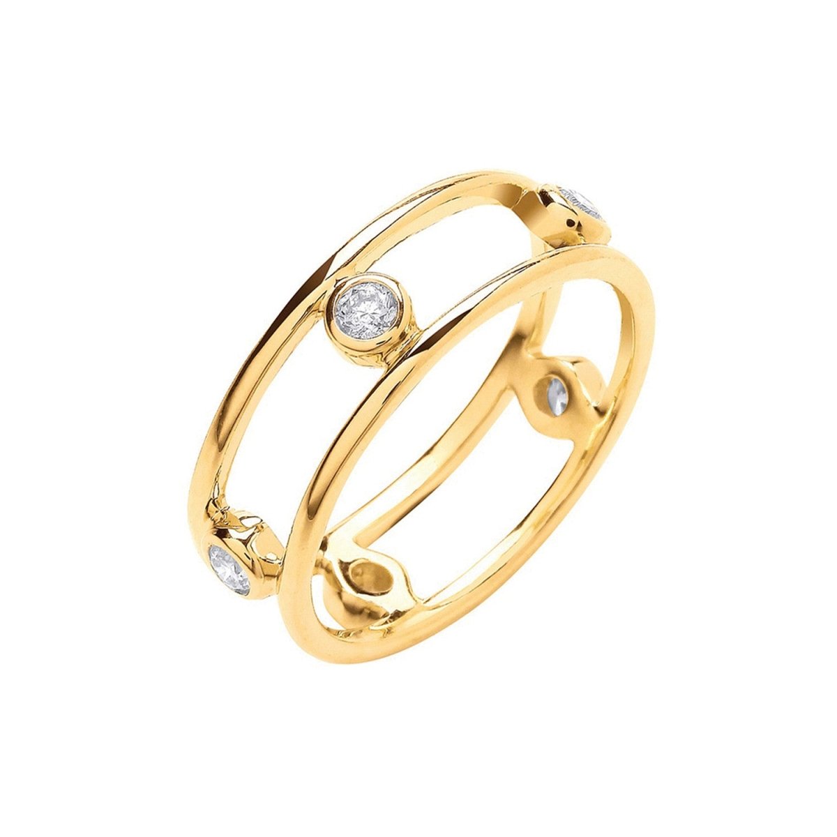 9ct Yellow Gold Double Row Diamond Ring - Samuel Perry