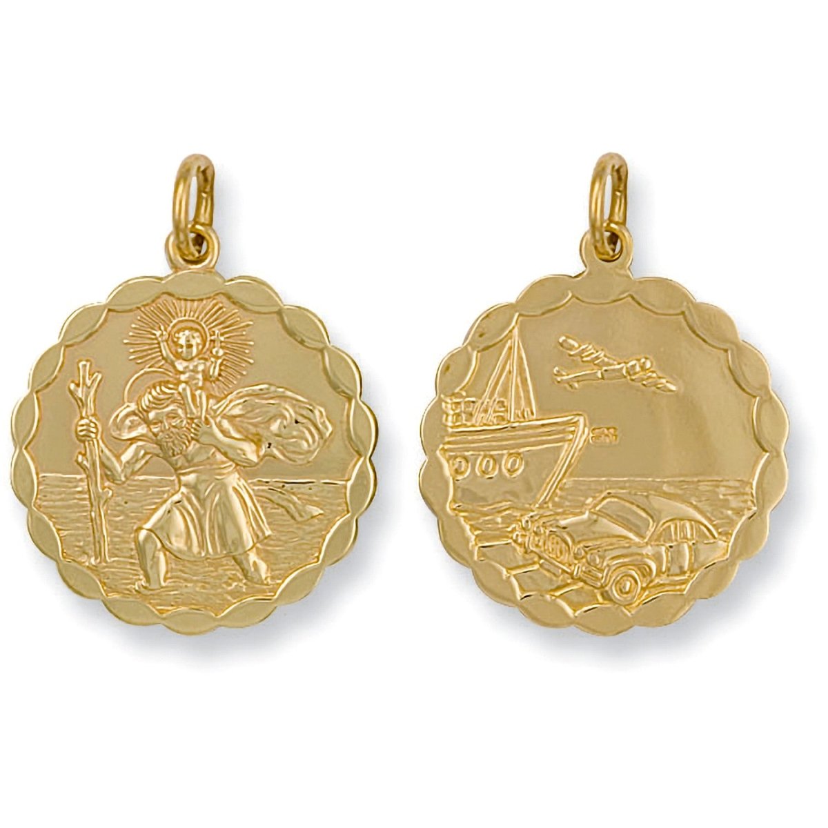 9ct Yellow Gold Double - Sided Fancy St Christopher Pendant – Protective Elegance - Samuel Perry
