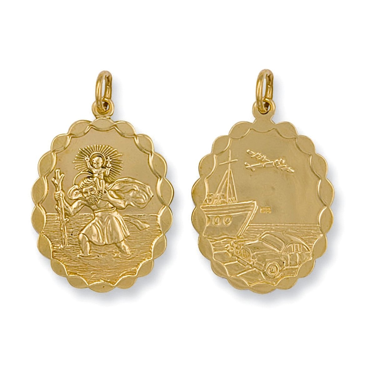 9ct Yellow Gold Double - Sided Oval St Christopher Pendant – Guardian of Journeys - Samuel Perry
