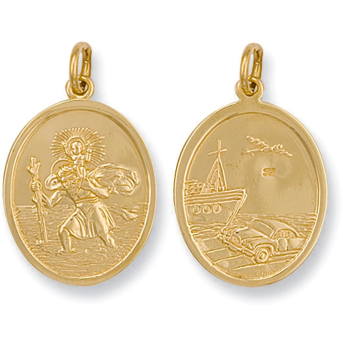 9ct Yellow Gold Double - Sided Oval St Christopher Pendant – Guardian of Travel - Samuel Perry