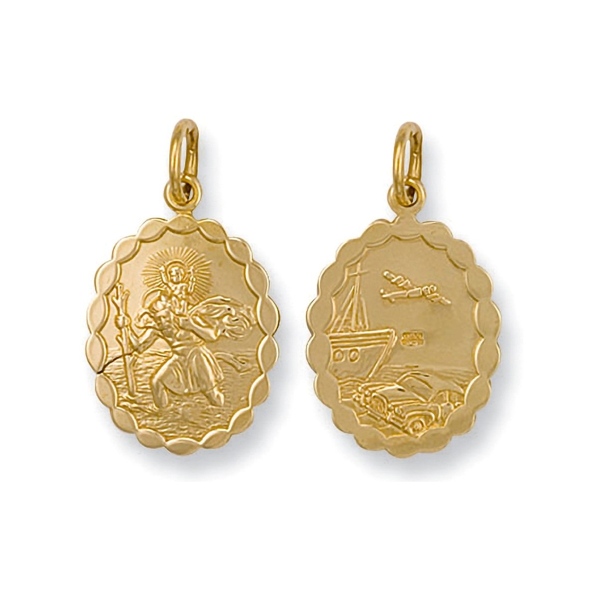 9ct Yellow Gold Double - Sided Oval St Christopher Pendant – Timeless Protection - Samuel Perry