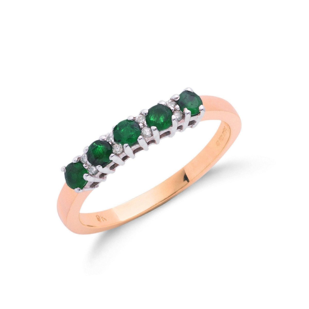 9ct Yellow Gold Emerald & Diamond Eternity Ring - Samuel Perry