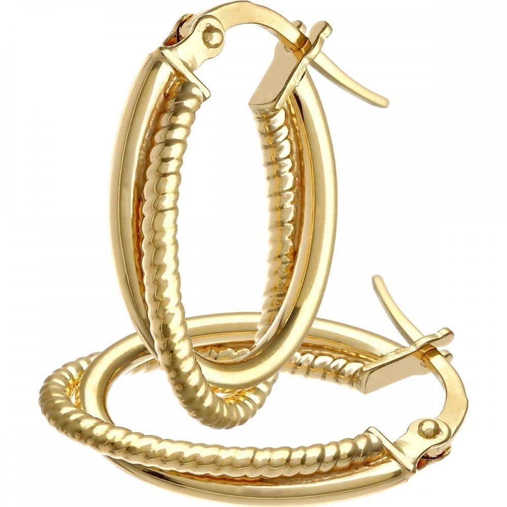 9ct Yellow Gold Entwined Hoop Earrings - Samuel Perry